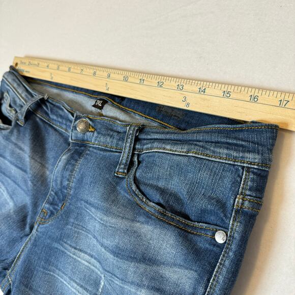 Judy Blue Women Size 1X Mid Rise Raw Hem Skinny Distressed Jeans Stretch - Picture 7 of 8